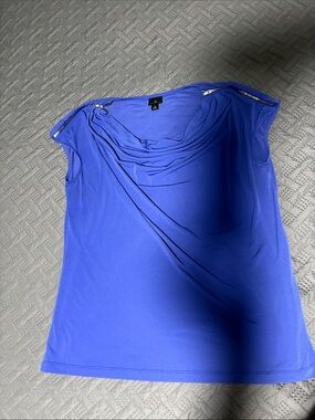 Worthington Royal Blue Draped Neck Zip-Shoulder Sleeveless Top